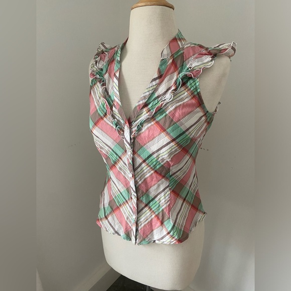 Plaid Ruffle Blouse - Picture 2 of 10